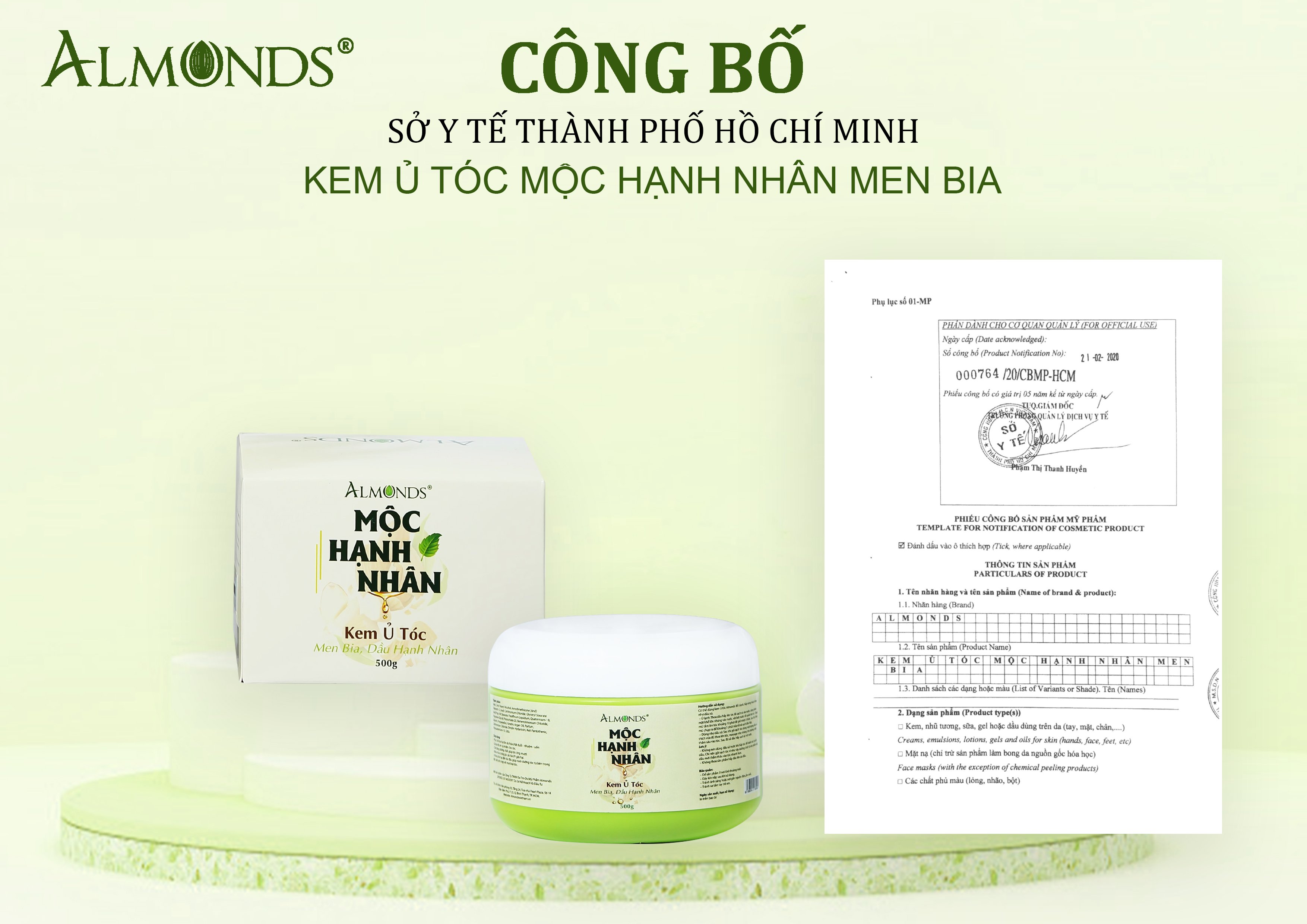 Kem ủ tóc mộc hạnh nhân Almonds-nuôi dưỡng và phục hồi tóc hư tổn gãy rụng- 500g