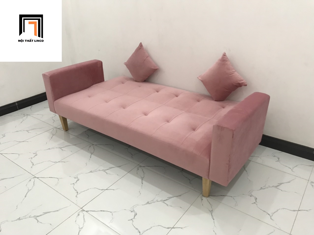 Ghế sofa phòng khách TV màu hồng nhiều kích cỡ
