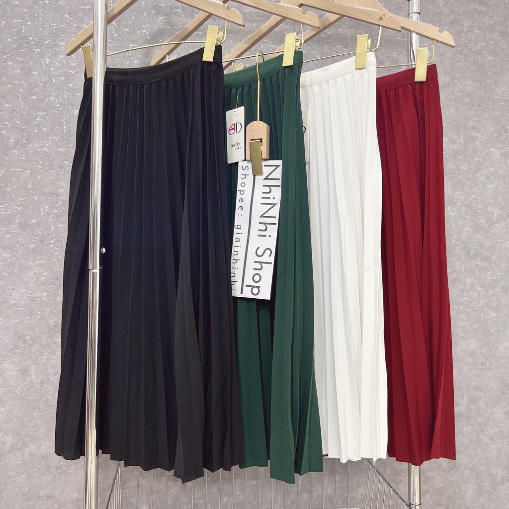 Chân váy dập ly dáng dài, Chân váy xếp ly không ánh nhũ cạp chun CV1328 - NhiNhi Shop