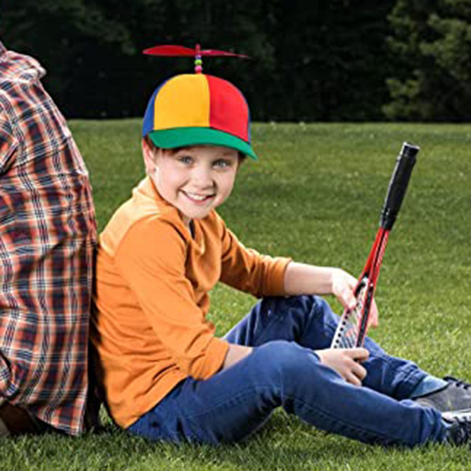 Propeller Ball Hat Helicopter Caps Rainbow Top Hat Brightly Color Comfortable Decoration Baseball Hat Kids  for Camping Outdoor