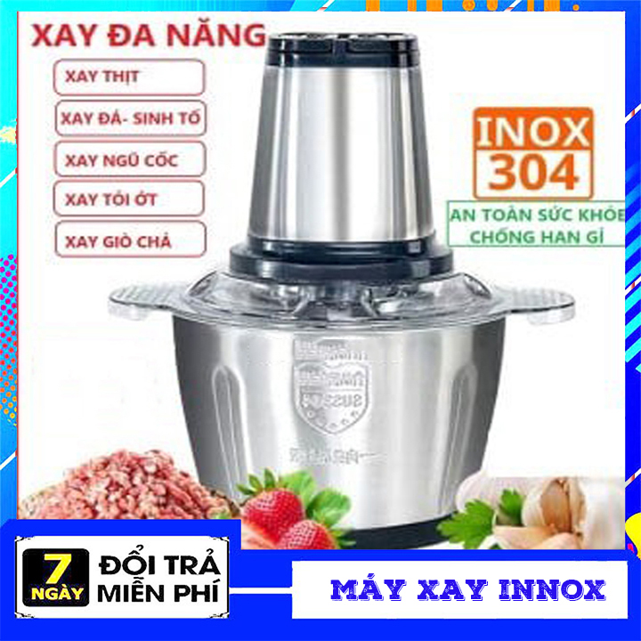 Máy Xay Thịt Cầm Tay Đa Năng Cối Inox, Máy Xay Sinh Tố 2-3 lít công suất lớn cối inox 304 cao cấp