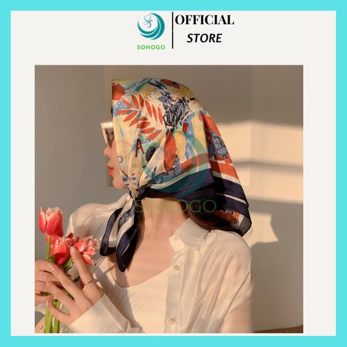 Khăn Lụa Vuông Unisex 70X70Cm - Chọn Mẫu - Khăn Turban Bandana Cao Cấp, Làm Áo Yếm Nhiều Kiểu Dáng Khăn Trùm Đầu - 1