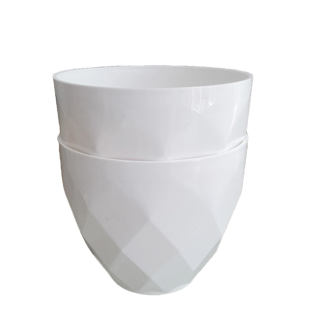 Bộ 2 chậu hoa nhựa tròn kim cương trắng cỡ lớn rất dày và đẹp 37x31cm