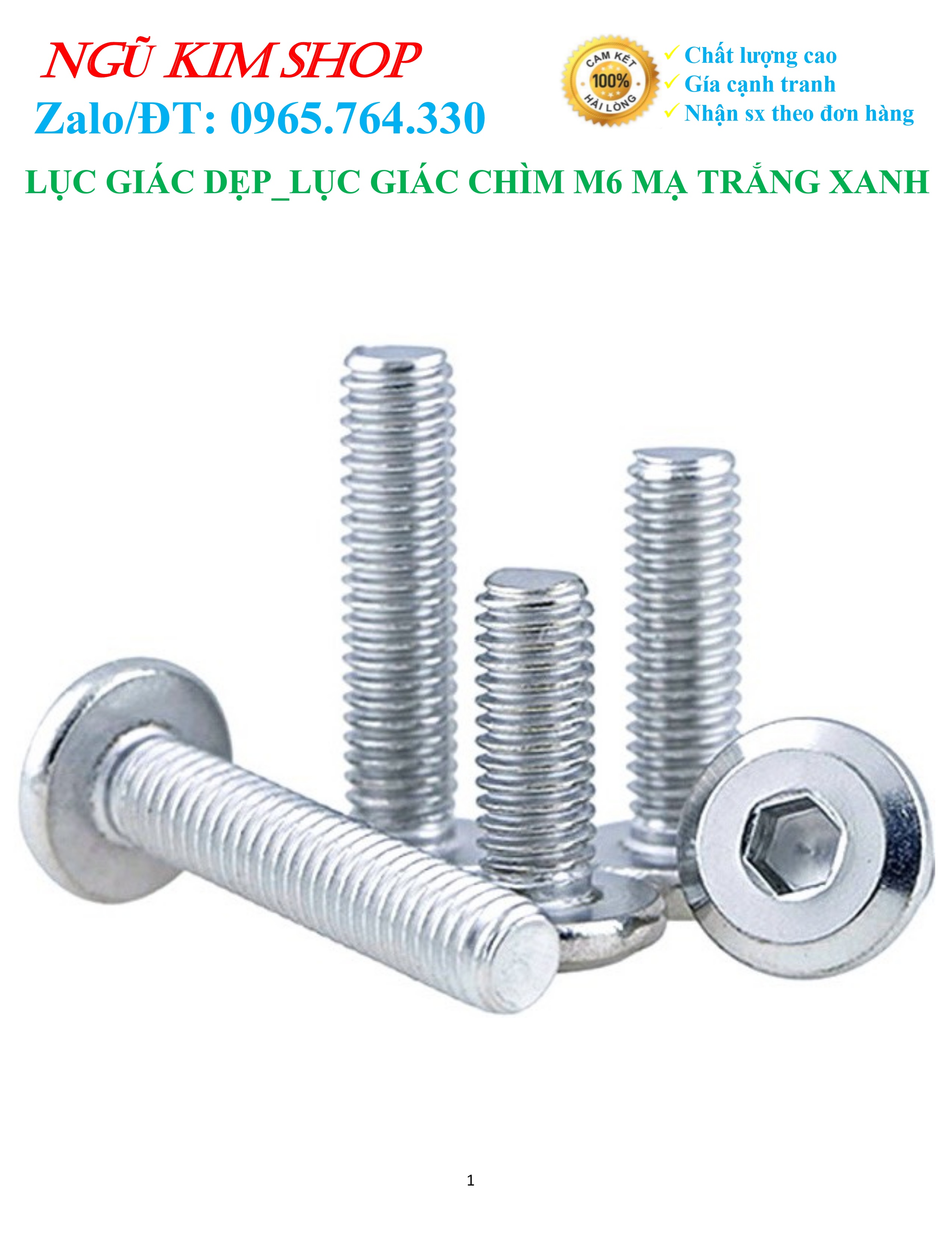 LỤC GIÁC DẸP _ LỤC GIÁC CHÌM M6 MẠ TRẮNG XANH