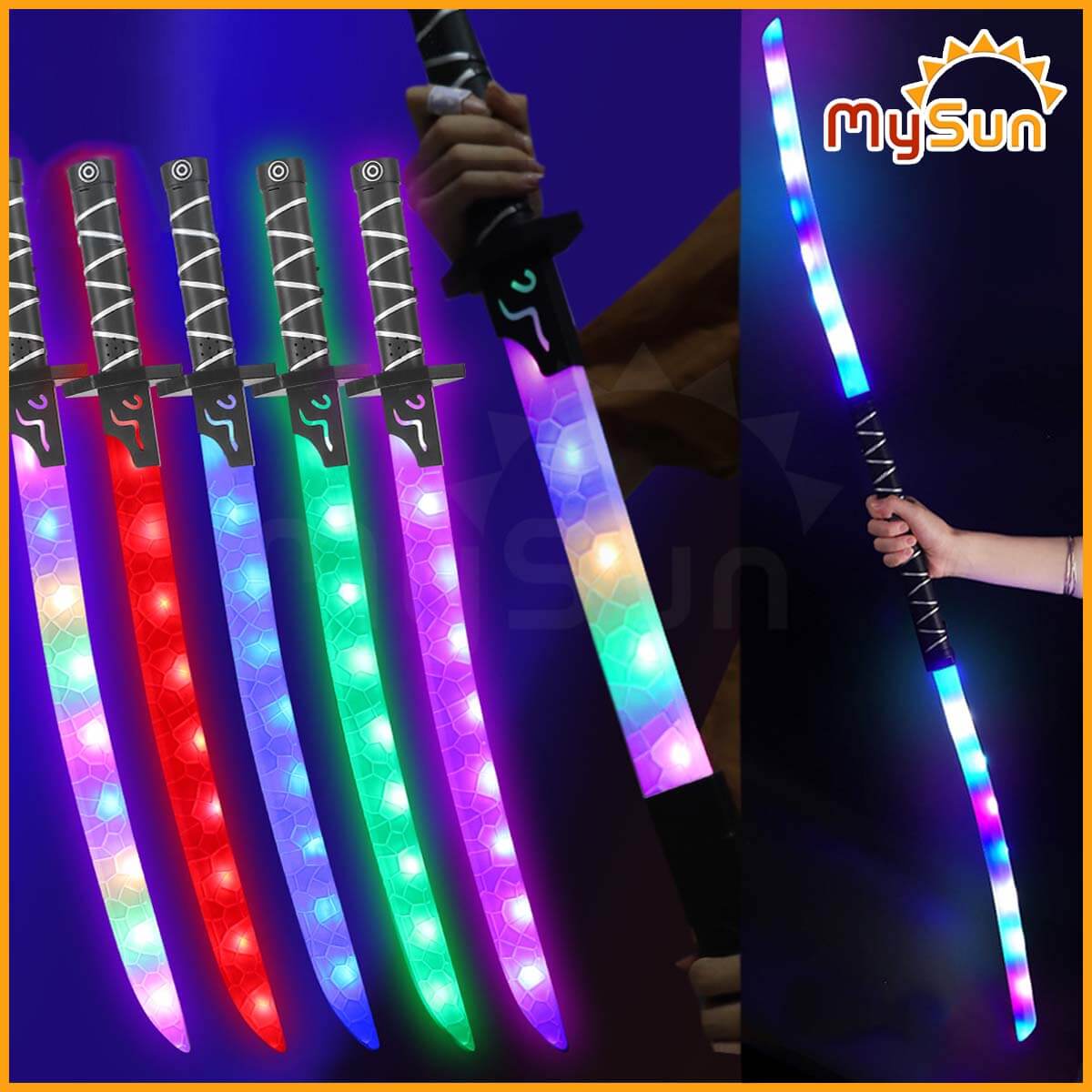 Kiếm Katana Nhật nhựa phát ánh sáng đồ chơi Samurai mini giá rẻ như thật cho bé trai tặng PIN MySun
