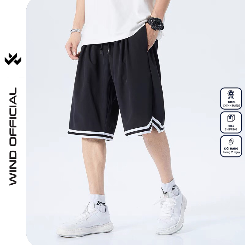 Quần short thun unisex Wind form rộng bóng chày Chữ V lửng nam nữ oversize ulzzang