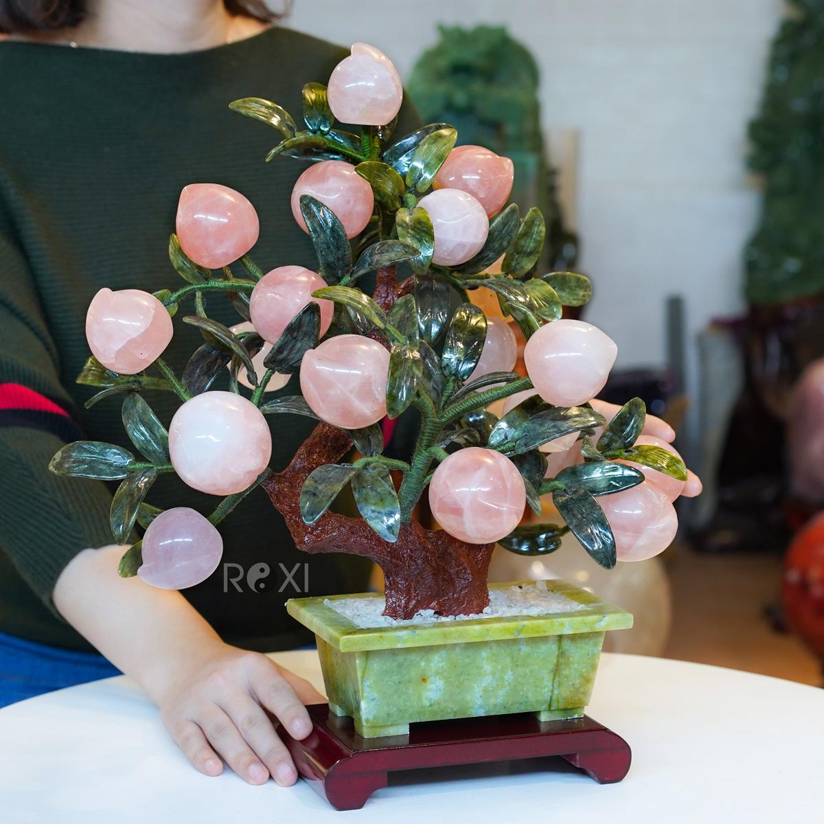 Cây đào đá thạch anh hồng 18 quả - 4,8kg