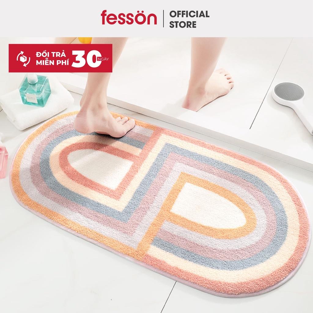 Thảm lau chân thấm nước 3D fesson, Thảm chùi chân chống trượt cao cấp hoạ tiết đẹp 40x60cm 1827110090911