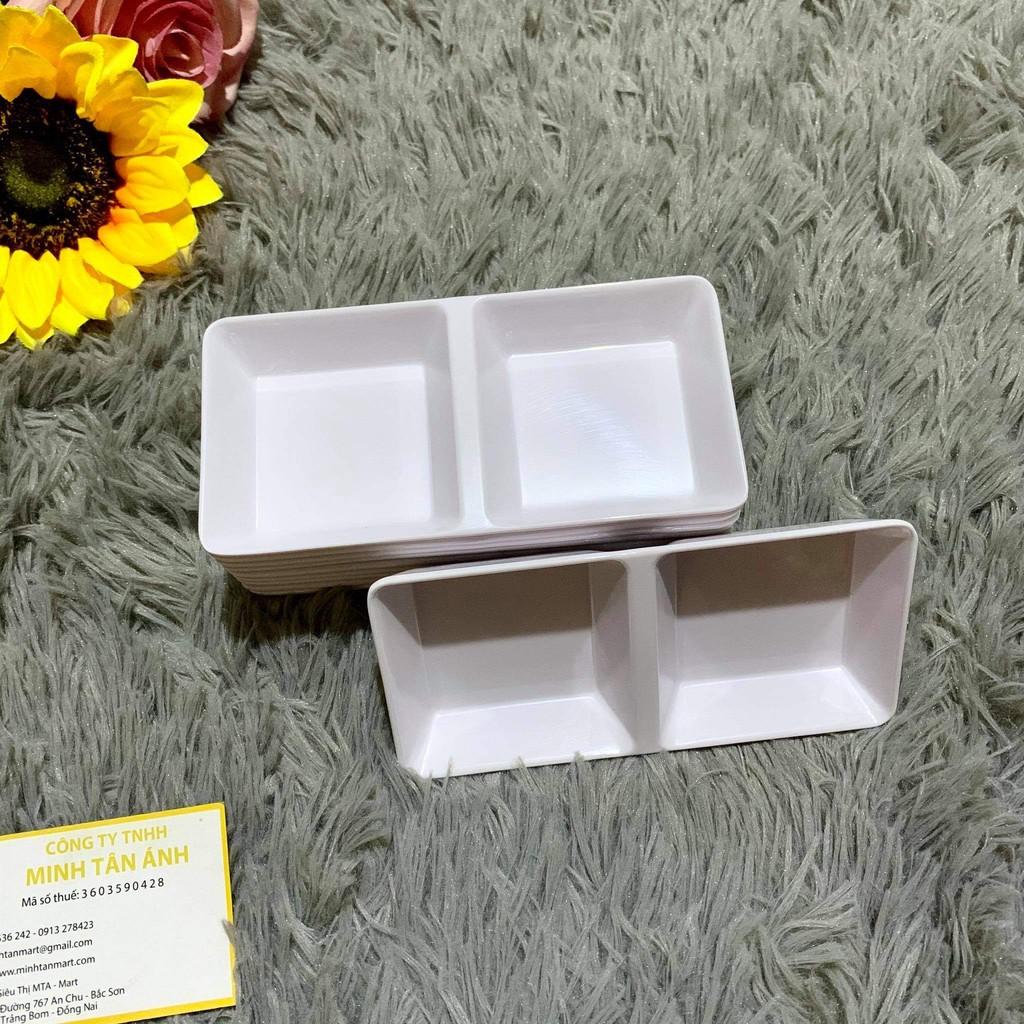 Dĩa chấm 2 ngăn màu trắng fataco C103 10cái.
