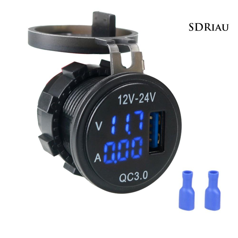 Đồng Hồ Vôn Kế Điện Tử 3 Trong 1 Qc3.0 Cho Xe Hơi