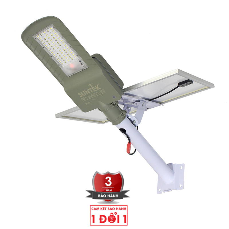 Đèn Đường Năng Lượng Mặt Trời SUNTEK DA-01 Solar Street Light 100W - Chip Led SMD 5054, 1560 Lumen, Sáng 20 giờ, Tự động Bật/Tắt, Điều khiển Từ Xa, Chống Nước/Bụi/Sét