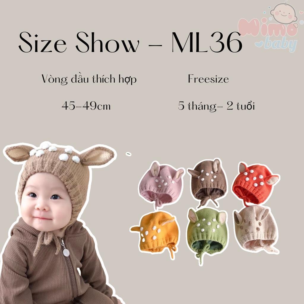 Mũ nón len hươu, nai đáng yêu cho bé 5m-2y mimo baby ML36