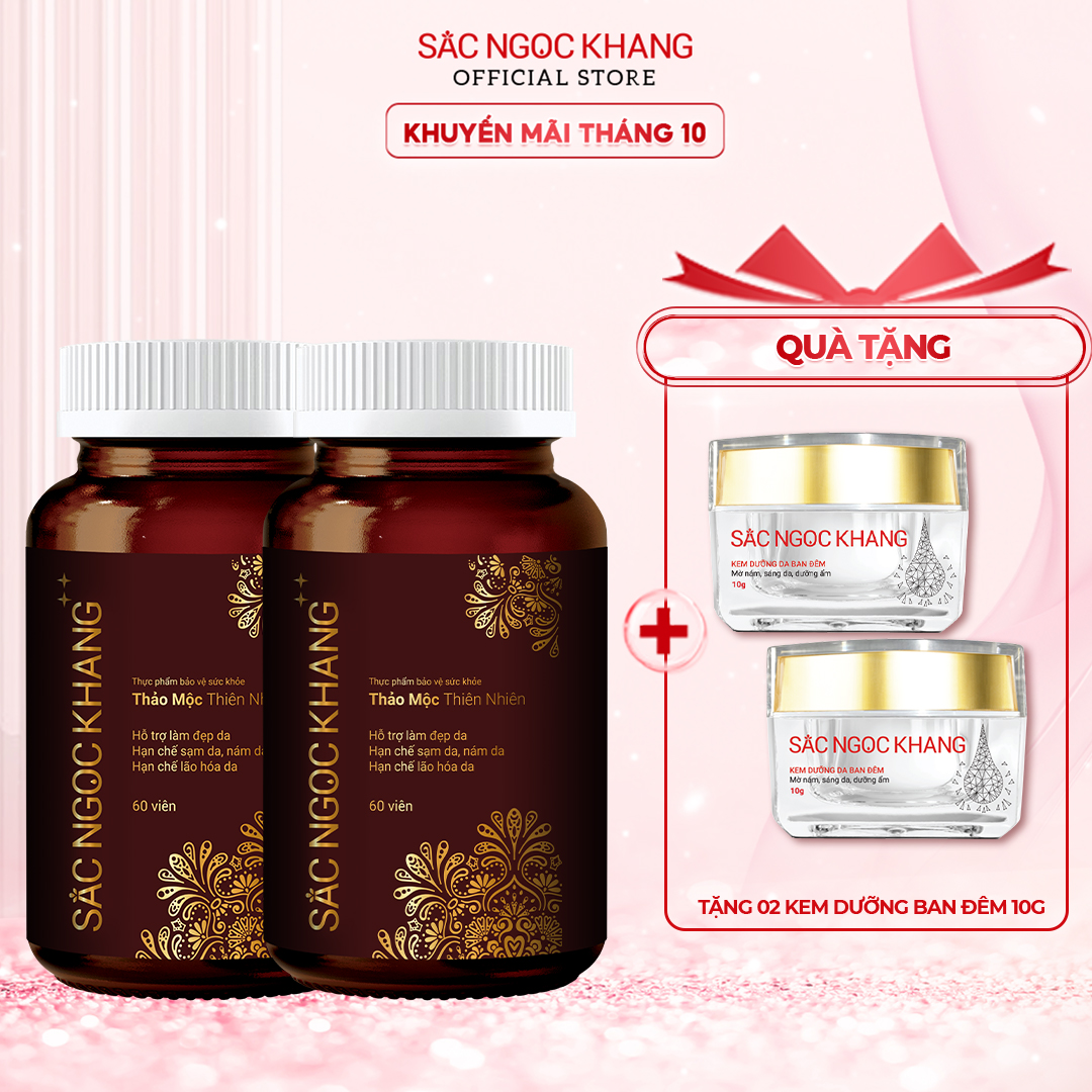 Combo 2 Hộp viên uống Sắc Ngọc Khang ++ hỗ trợ hạn chế lão hóa, sạm da, nám da; hỗ trợ tăng cường nội tiết tố nữ