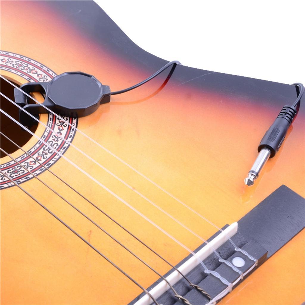 2X Durable 1/4'' Plug Jack Acoustic Guitar Soundhole Clip Pickup Black