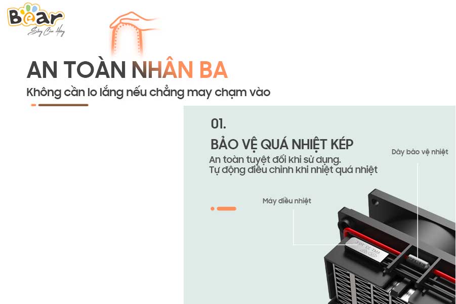 Máy Sưởi Ấm Gốm Bear DNQ-C20B1 Không Làm Khô Da Công Suất 2000W - Hàng Chính Hãng - Full Box