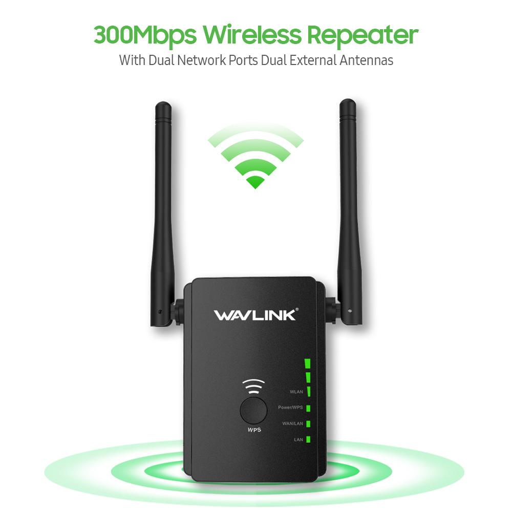 Bộ khuếch đại tín hiệu WiFi wavlink lặp lại không dây 300Mbps với cổng mạng kép Hai ăng-ten bên ngoài