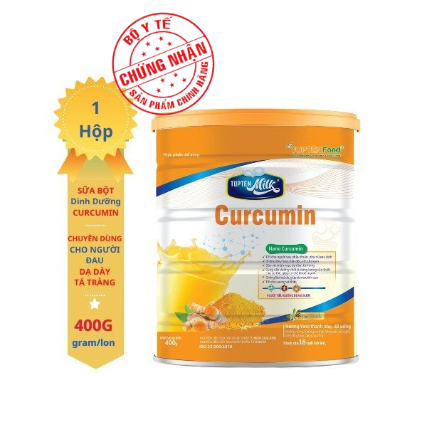 Sữa nghệ curcumin 800g TOPTEN Milk sữa bột cho người bị đau dạ dày tá tràng,phụ nữ sau sinh ,đẹp da