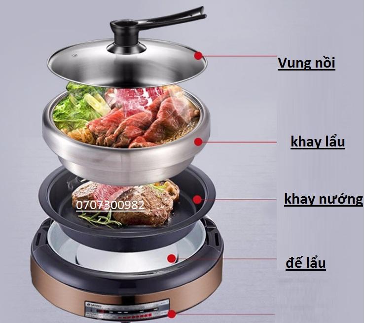 [SALE]Nồi lẩu điện đa năng Elmich EDA-0807 kèm khay nướng