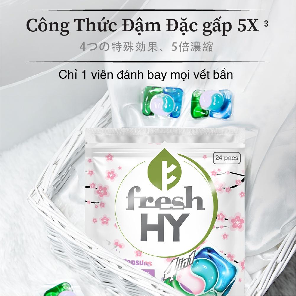 Combo 2 Túi Viên Giặt Xả Tiện Lợi 4 trong 1 Fresh Hy Hương Hoa Công Nghệ Nhật Bản (24 Viên/ Túi)