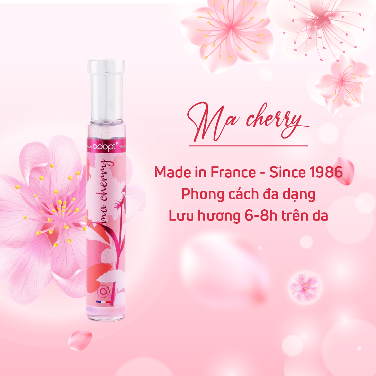 Nước hoa giá rẻ,nước hoa chính hãng cao cấp hương thơm dịu ngọt chính hãng thơm lâu Ma Cherry dung tích 30ml