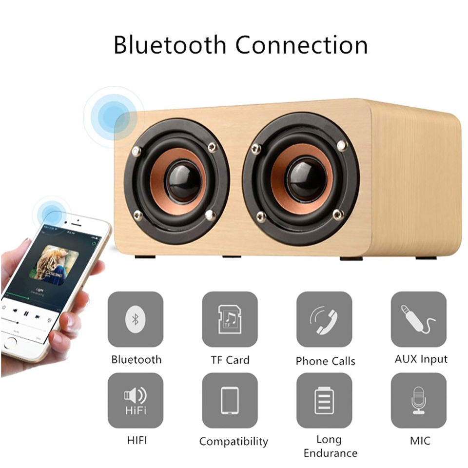 Loa Bluetooth Gỗ HIFI G4 Super Bass Stereo speaker gắn thẻ nhớ G4 PF96