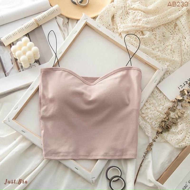 Áo 2 dây sợi bún chất cotton có đệm nâng ngực