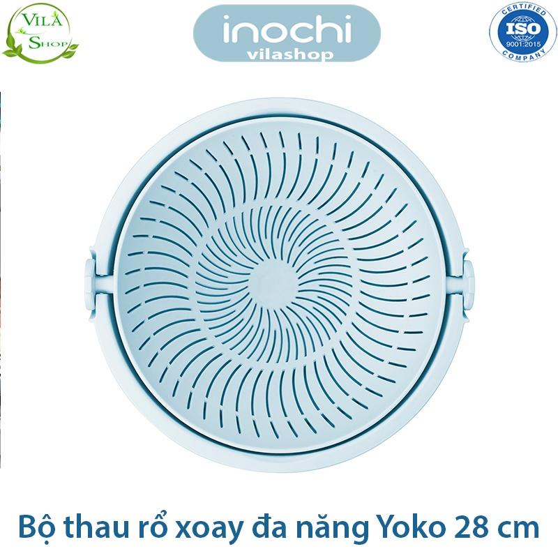 Thau Rổ Nhựa, Bộ Thau Rổ Xoay Đa Năng Yoko 28 cm, Chính Hãng Inochi Nhựa PP Nguyên Sinh - Kháng Khẩu - Khử Mùi