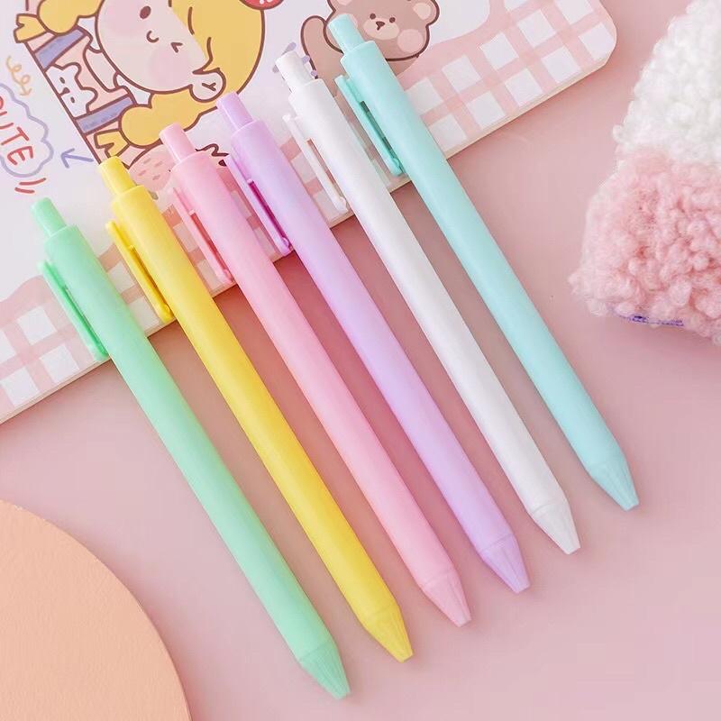 Set 6 cây bút gel đen ngòi 0.5mm dùng để ghi chép take note tông màu dễ thương