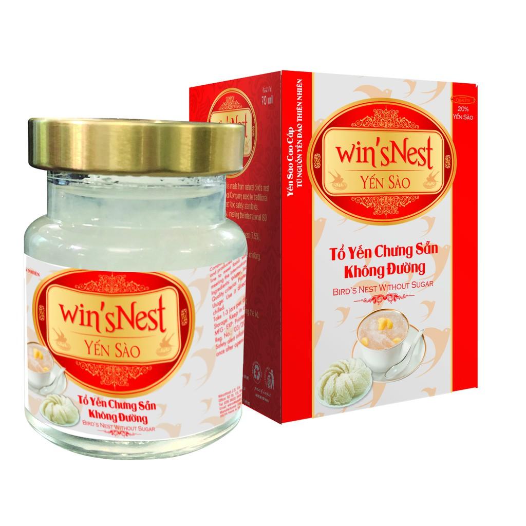 Combo 12 lọ Yến Sào cao cấp win'snest Tổ Yến Chưng Sẵn Không Đường 20% (70 ml/ lọ)