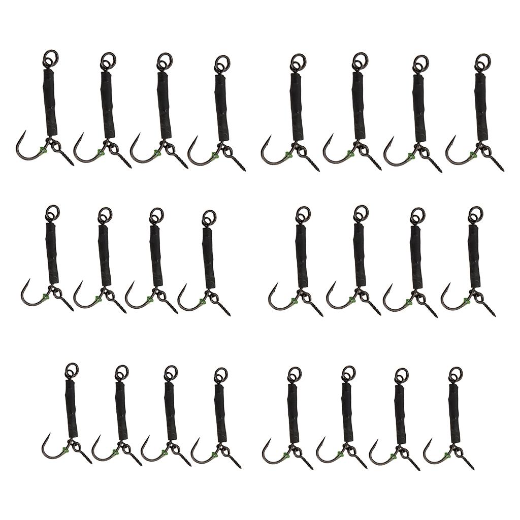 4pcs Fishing Ronnie Rigs Carp Fishing Spinner Rigs Assist Hooks 04 barbed