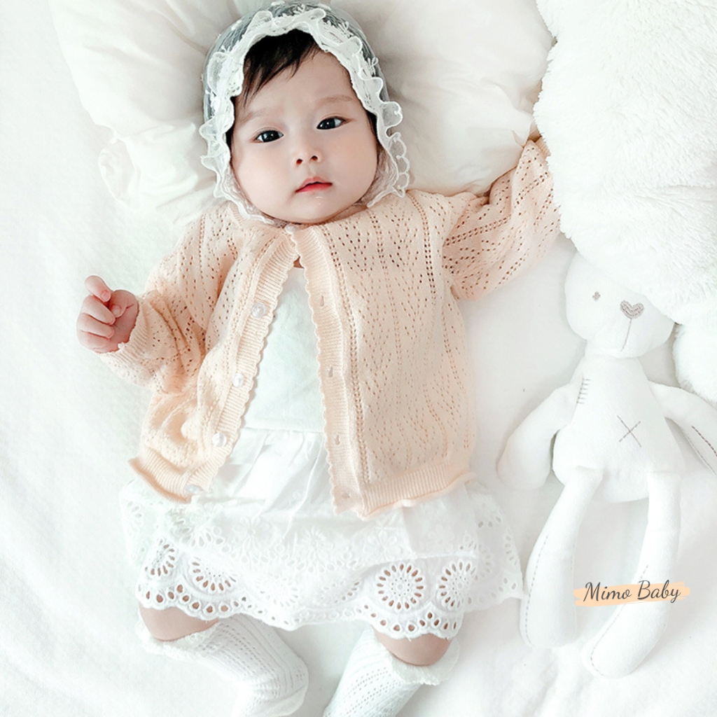 Áo cardigan len mỏng cho bé gái mùa thu đông siêu dễ thương Mimo Baby QA53