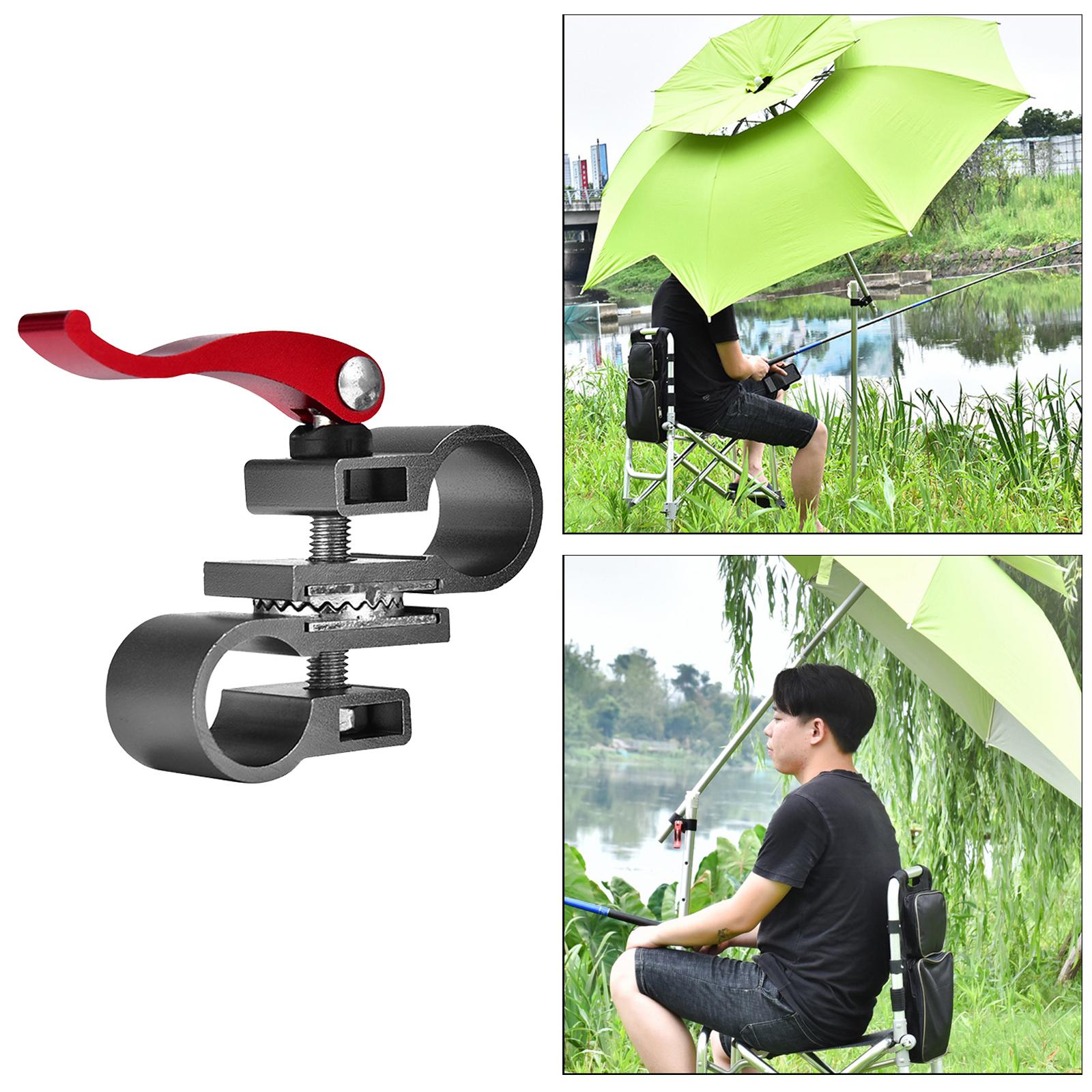 2xHeavy Duty Fishing Umbrella Holder Fixed Clip Brackets Mount Accessories Grey