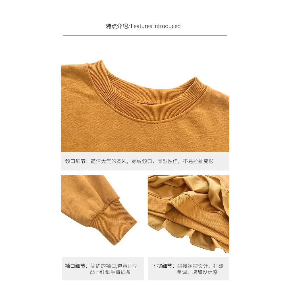 Áo Nỉ Nữ Dài Tay Cổ Tròn Xếp Ly 2021