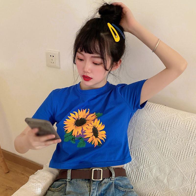 Áo Thun Nữ Tay Ngắn Dáng Rộng In Họa Tiết Trẻ Trung