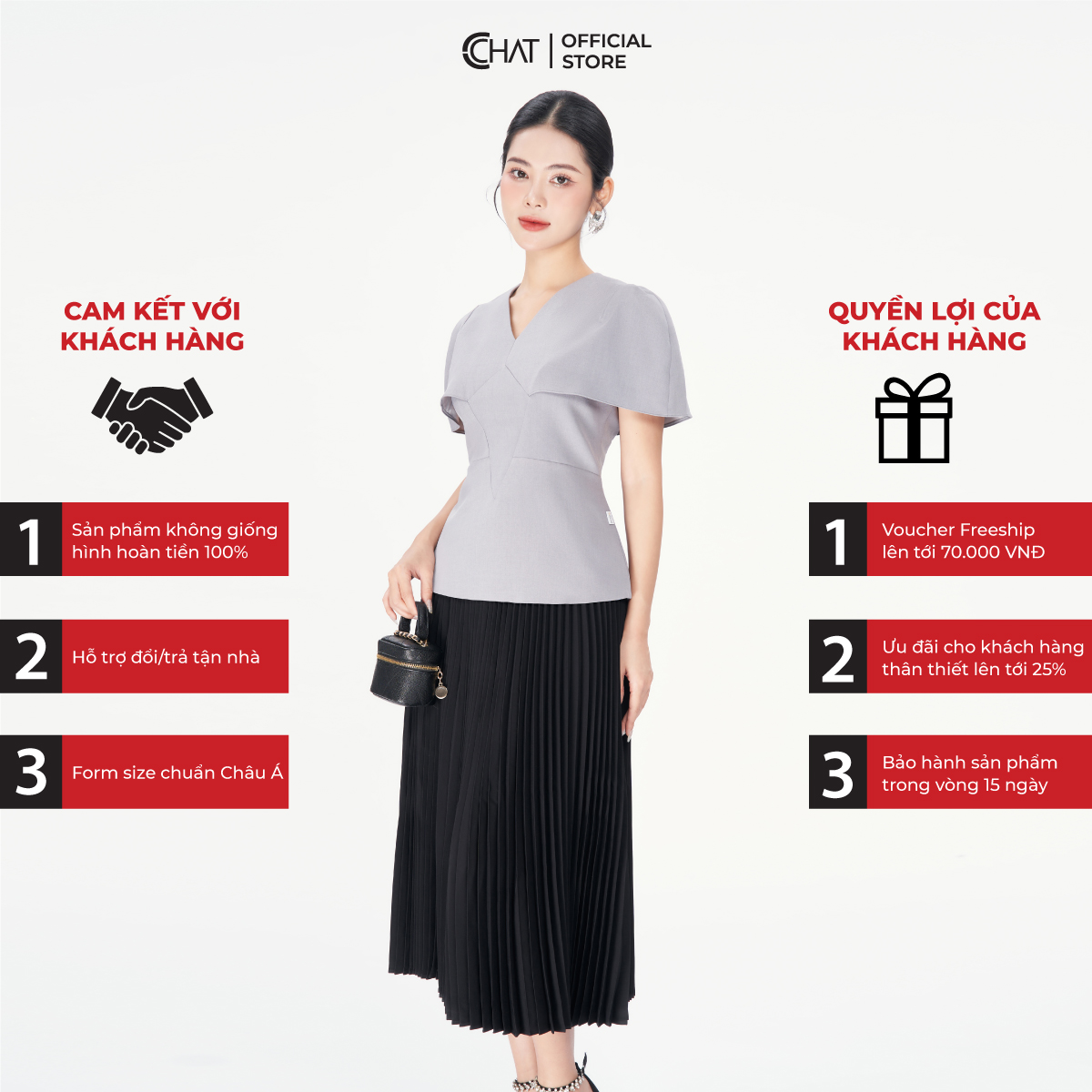 Chân Váy Kiểu Xếp Ly Xẻ Quạt Dáng Midi Chất Tuytsi Cao Cấp 53CDS2004LT