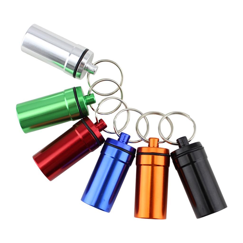 2-5pack Airtight Pill Box Case Holder Container Alloy Capsule Bottle Keychain