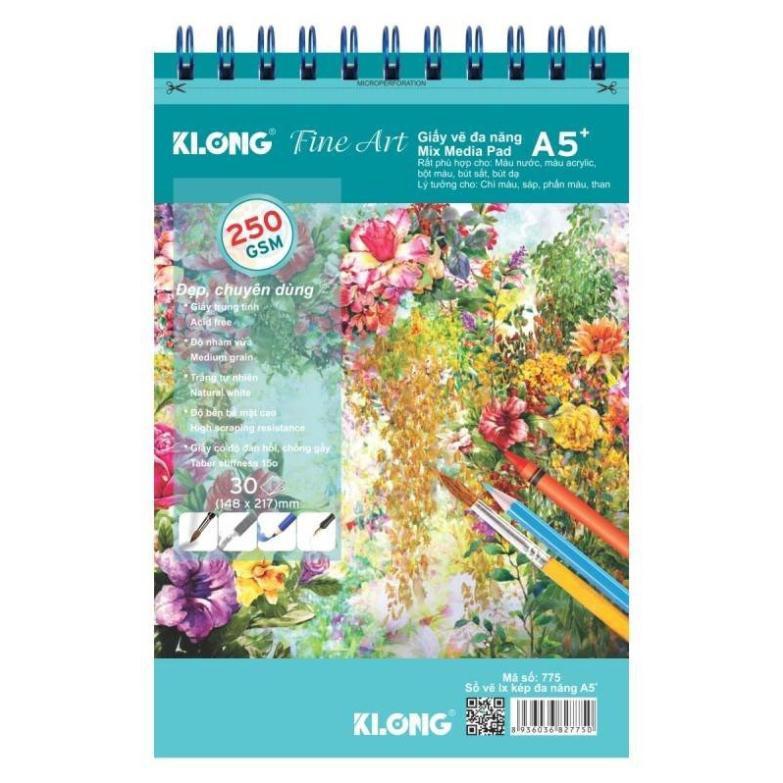 Sổ vẽ KLONG lò xo kép đa năng Fine Art A5 - 250 GSM - 30 tờ; MS: 775