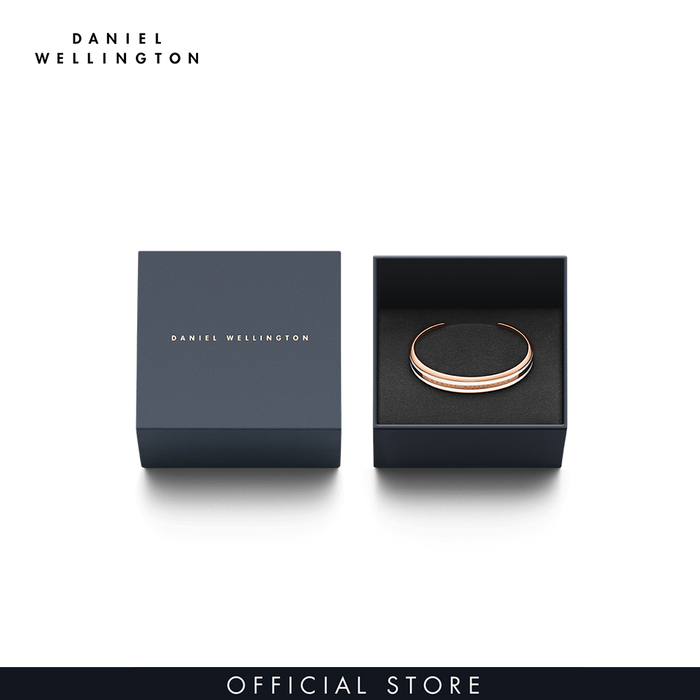 Vòng tay Daniel Wellington màu trắng, vàng hồng - Emalie Slim Bracelet - S