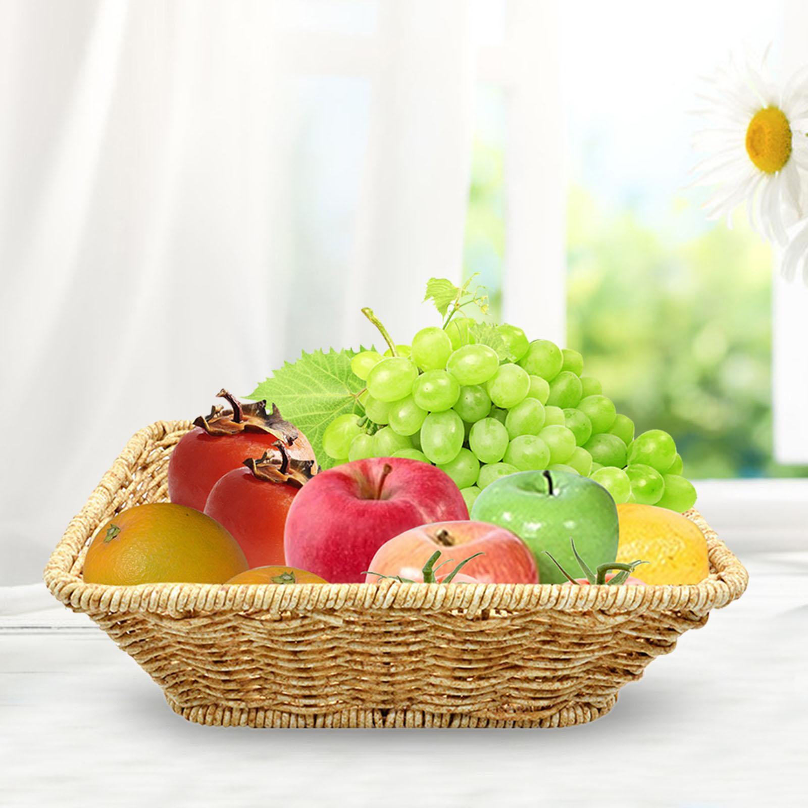 Woven Fruit Basket Kitchen Fruit Bowl, Food Serving Holder Farmhouse Decor Multifunctional Food Vegetables Serving Basket for Vegetables, Camping