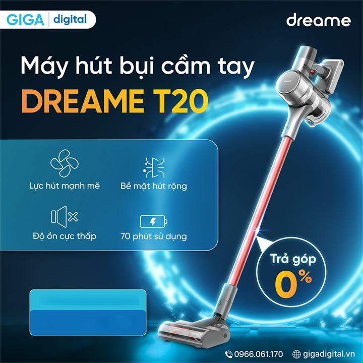 Máy hút bụi cầm tay không dây Xiaomi Dreame T20 -  Hàng Chính Hãng