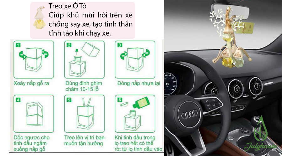 Tinh dầu Bạc Hà JULYHOUSE treo xe ô tô