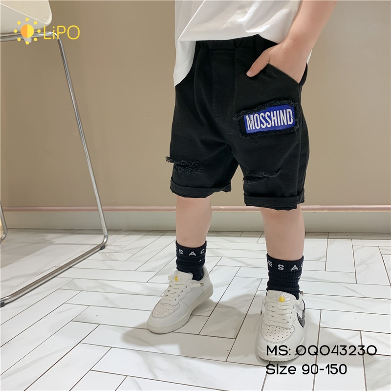 Quần lửng mosshind cho bé trai vải jean cao cấp, Quần short đùi cho bé trai xịn size 12-37kg, Quần ngố cho bé - OQ043