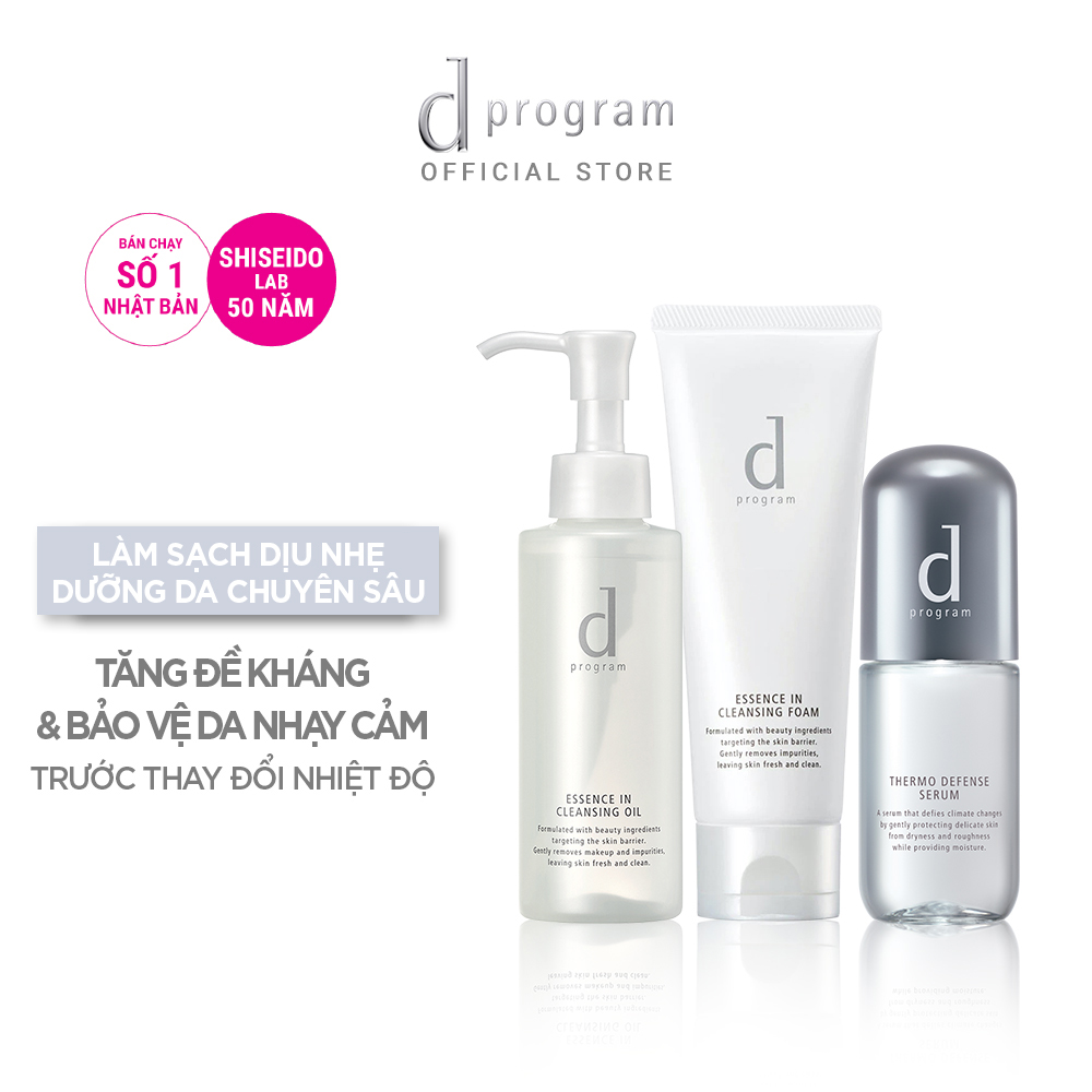 Bộ Sản Phẩm Làm Sạch Dưỡng Da Chuyên Sâu dProgram (Dầu Tẩy Trang 120ml + SRM 120g + Thermo Serum 40ml)