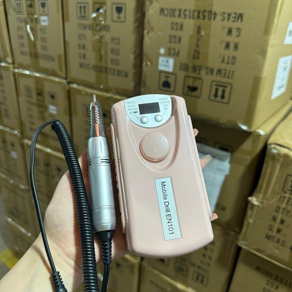 Máy Mài Móng Tích Điện Drill 101 Tay Cầm Trắng Nhẹ Tay Chạy Êm, Tích Điện Lâu, Kèm 6 Đầu Mài, Hiển Thị Pin, 30000 Vòng/Phút