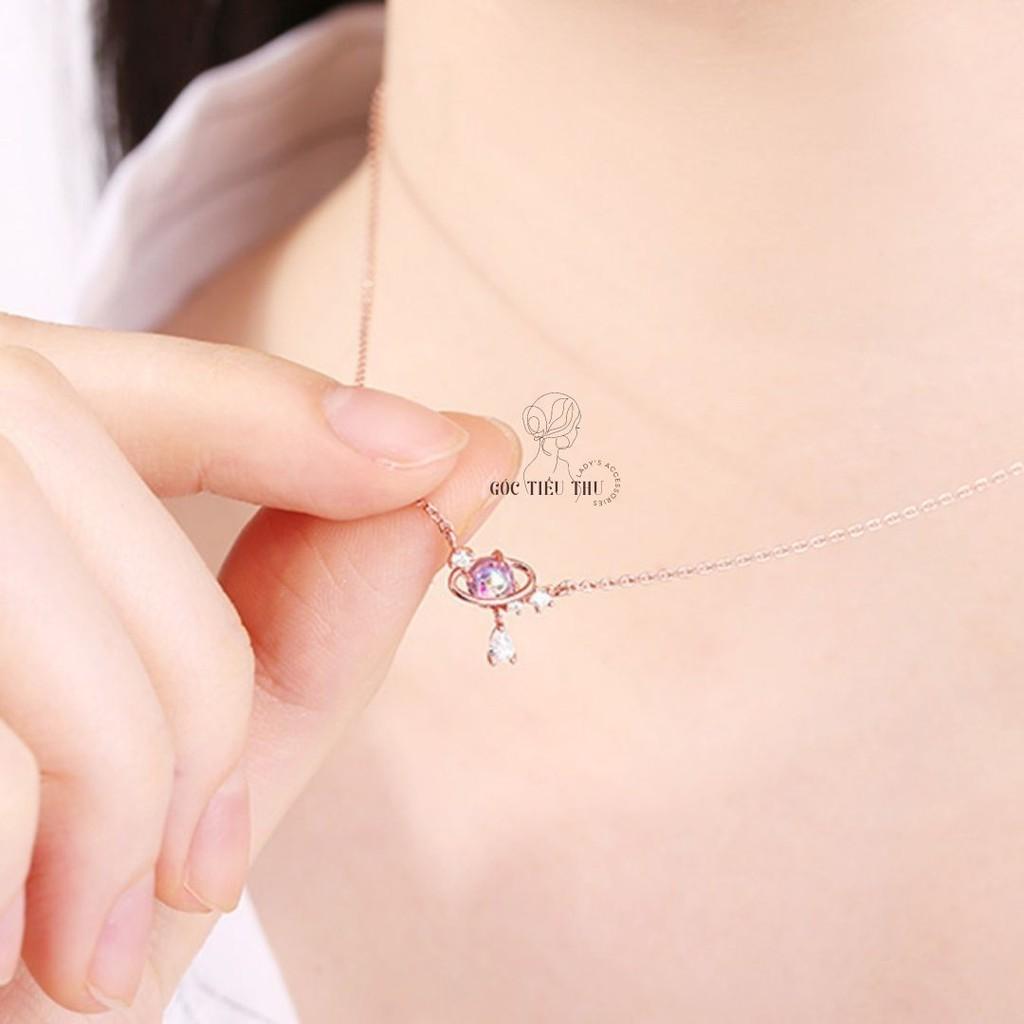 Vòng Cổ Mặt Hình Sao Thổ Đính Đá Bạc s925 Sang Trọng - MS004
