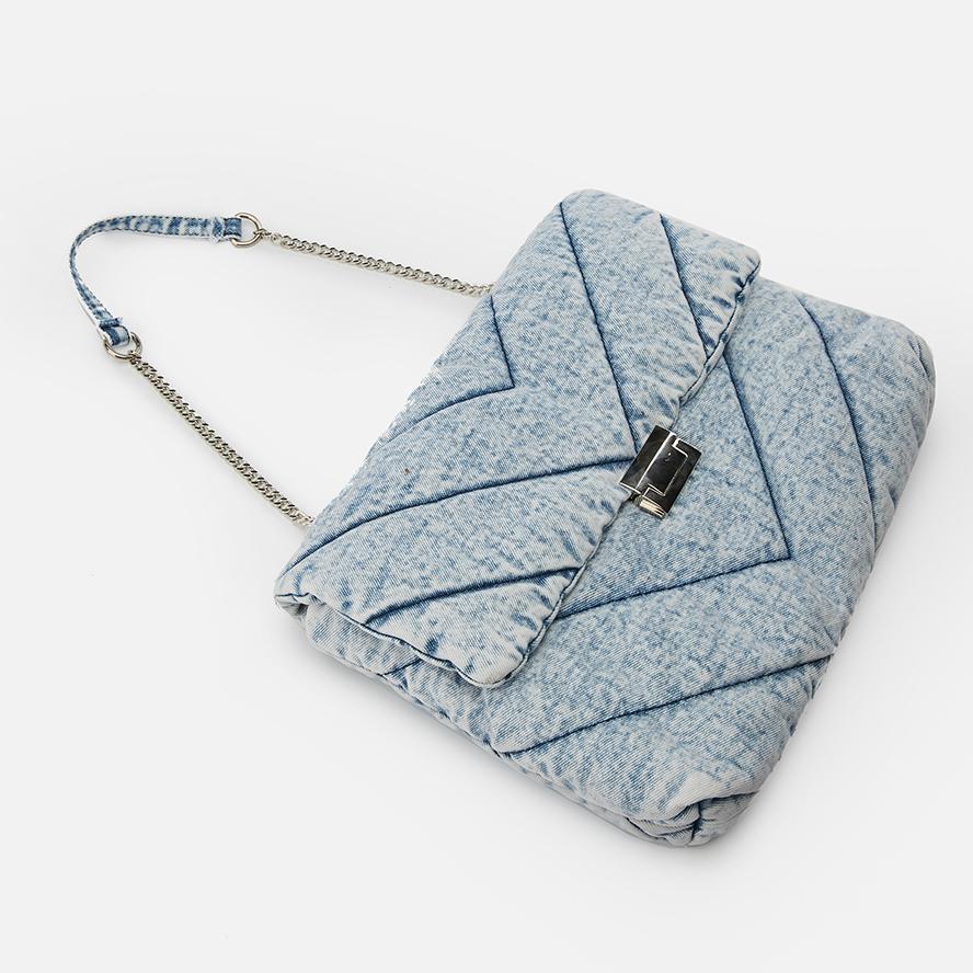 Denim Nữ Túi Quilting Túi Xách Tay Nữ Nữ Chắc Chắn Thời Trang Nữ Túi Đeo Vai Dây Kim Loại Nữ Tất Cao Cổ Vạt Túi Xách Nữ dành Cho Nữ 2020
