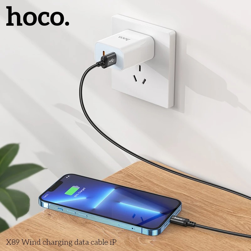 Hình ảnh Dây sạc nhanh 2.4A cho Iphone Hoco. X89 dây dù chống đứt chống rối dài 1M - Hỗ trợ truyền dữ liệu tốc độ cao - Hàng Chính Hãng