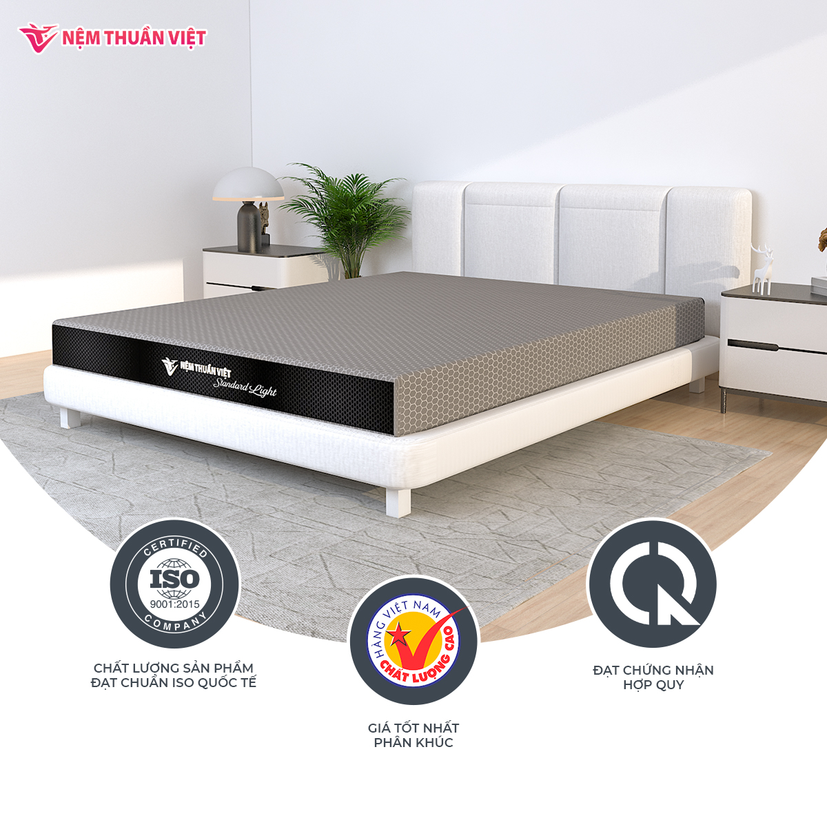 Nệm Foam Hoạt Tính Thuần Việt Standard Light - Miễn Phí Vận Chuyển, Bảo Hành 10 Năm, Trả Góp 0%