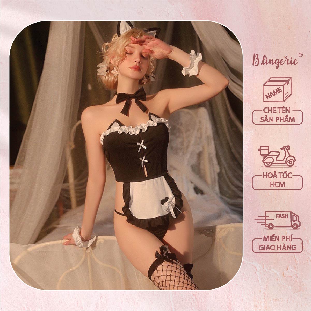 Bộ Cosplay Nàng Hầu Miêu Nữ (Kèm Tất) - B.Lingerie