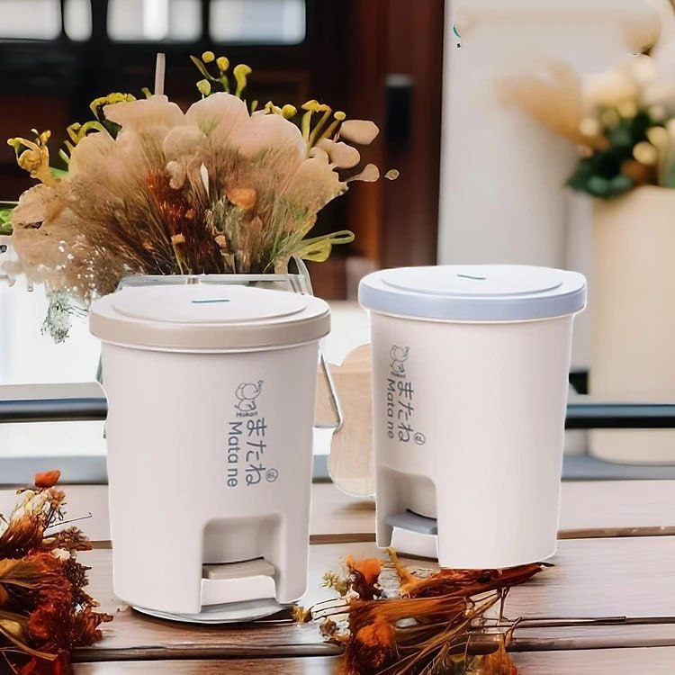Thùng rác nắp tròn đạp chân thông minh 6L, &amp; 12L Thùng rác VN cao cấp ( HÀNG XUẤT NHẬT CAO CẤP )